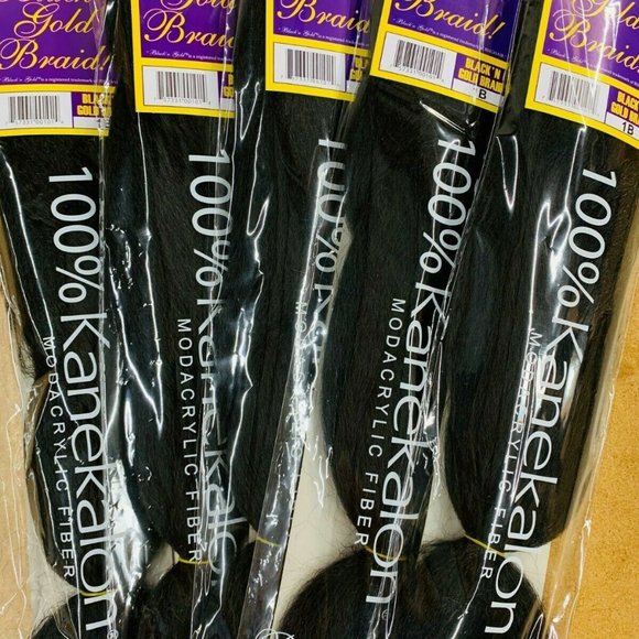 BLACK N GOLD BRAIDING HAIR 100% KANEKALON JUMBO TEXTURE BRAID - Picture 1 of 3
